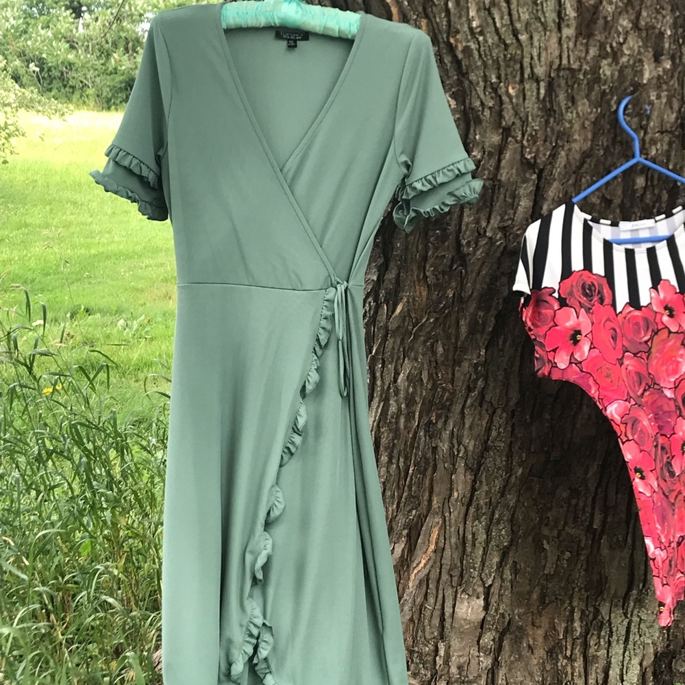 Green wrap dress